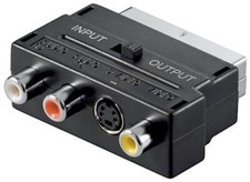 SCART to S-Video SVHS & 3 RCA Phono TV AV Adapter Converter Plated picture