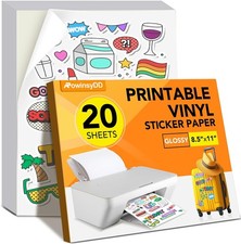 20 PCS Sticker Paper for Inkjet Printer, Printable Vinyl Sticker Paper Dries ... picture