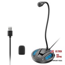 Plug & Play USB Computer Microphone, Flexible Gooseneck Desk Microphone for picture