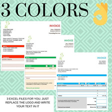 3 Excel Invoices Template Great for Consulting and Hourly work - Digital picture