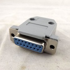 10x D-Sub DB15 15 Pin 2 Rows Female Connector Gray Plastic Hood Cover Backshell picture