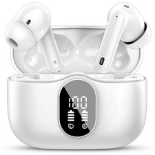 Wireless Earbuds, Bluetooth 5.4 Headphones Bass Stereo/Clear Calls, White picture