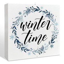 Winter Decor Wooden Box Sign, Christmas Snowflake Table Decor Holiday Xmas De... picture