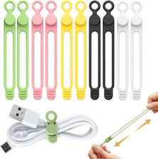 10 Pcs Silicone Cable Ties, Reusable Data Cable Organizer for Home Office | High picture
