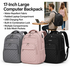 17 Inch Travel Laptop Backpack Large Computer Bag with USB Port RFID Daypack picture