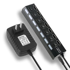 7 Port USB 2.0 For PC Laptop Mac Desktop With 5V 2a Power Supply For Outlets picture