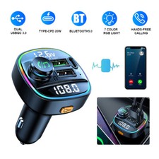 Bluetooth 5.0 Car Wireless FM Transmitter Adapter USB PD Charger AUX HandsFree picture