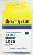  Genuine New, Cartridge World Replacement Cartridge for Brother LC75K Black/Noir picture