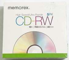 Memorex High Speed Blank CD-RW 5PK 12x 700MB/Mo 80 Min. SEALED picture