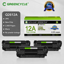 GREENCYCLE 3PK Q2612A Toner Cartridge Compatible with HP LaserJet 1022 3015 3055 picture
