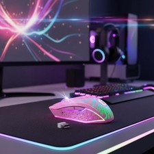 Rechargeable 2.4G Wireless Gaming Mouse - 3 Level DPI, Pink with Colorful LEDs picture