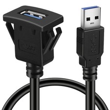 BATIGE Square Single Port USB 3.0 Panel Flush Mount 3ft, Black, Blue picture