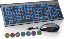 Wireless Keyboard and Mouse Combo Backlit - Compact Quiet Keyboard with RGB picture