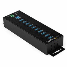 StarTech 10 Port USB Hub w/ Power Adapter, Metal Industrial USB 3.0 Data Hub, picture