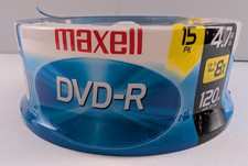 Maxell DVD-R 15 Pack 4.7GB 8x Blank Discs Spindle New Sealed MADE IN JAPAN picture