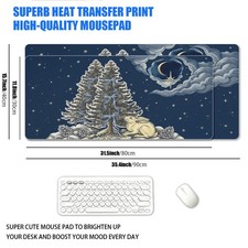1pc XXL Oversized Retro Moonlit Forest Rabbit Mouse Pad, Healing Christmas Fir picture