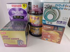 Blank DVD+R DVD-R CD-R Lot 190 Discs 4.7GB + 50 Jewel Cases Maxell Sony TDK New picture