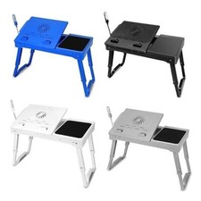 Foldable Laptop Table Bed Notebook Desk w/Cooling Fan Mouse Board LED light 4 x picture