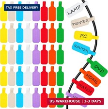 40 Pcs Large Size Color Cable Organizer Labels (8Colors,5Each) Reusable Hook & L picture