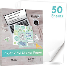 Printable Matte Vinyl Sticker Paper 50 Sheets 8.5X11 Inch for Inkjet Printers picture