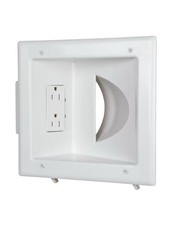 Datacomm 45 0031 WH Recessed Low Voltage Media Plate with Duplex Receptacle Whit picture