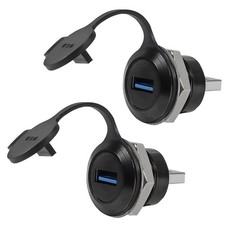 2 PCS Waterproof USB 3.0 Panel Mount Coupler Adapter With Dust Cap Set picture