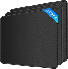 Pack 3 Alfombrillas Raton Bordes Cosidos 10.3 x 8.3in Lycra Antideslizante Negro picture