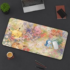 Sleeping Pokémon Meadow Desk Mat | Pikachu, Eevee, Mew Floral Desk Accessories picture