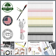 Reusable Silicone Cable Ties, 100 Count for Organizing Cables in Various Colors picture