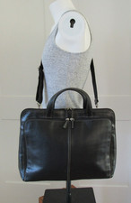 FOSSIL LapTop BLACK LEATHER Work Shoulder Bag Organizer UNISEX #75082 MINT picture