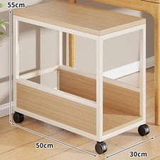 CPU Holder Wooden Rolling Cart Mobile for Gaming Home Office 2 Tier PC Stand picture