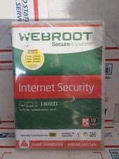 WEBROOT Secure Anywhere Internet Security Antivirus 3 Devices NEW SEALED - #202 picture