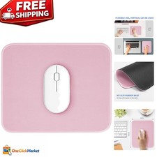 Cute Stitched Edge Pink Mouse Pad - Smooth, Waterproof & Non-Slip 10.2 x 8.2in picture
