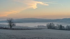 Landscape field outdoors orange sky cold winter Custom Gaming Mat Desk picture