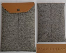 Graf & Lantz Wool Felt Pouch Gray Tech Pouch Tablet Sleeve Stain #J5892 picture