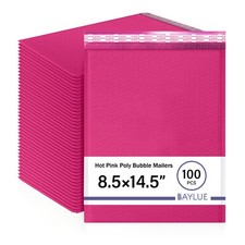 Hot Pink Bubble Mailers 8.5x14.5, Poly Padded Envelopes #3, 100 Pack picture