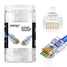 200 PCS Cat6 RJ45 Pass through Connector Plugs Network Solid Stranded UTP picture