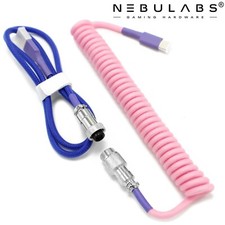 Coiled USB C Keyboard Cable Aviator GX16 USB Mechanical Gaming Custom 4ft - Pink picture