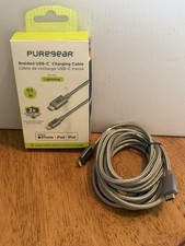 NIB PureGear Braided USB To Type C 10Ft - Black For IPhone IPad IPod picture