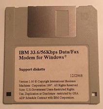 IBM 33.6/56Kbps data/fax modem for windows 1997 Support Disk 3.5” Floppy Disk picture