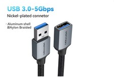 USB 3.0 Male To Female 5Gbps Metal Gray, 0.5m for PC Smart TV Xbox Laptop PS4 picture