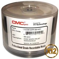 600-Pak CMC PRO =WATERSHIELD & GLOSSY= White Inkjet Hub 52X 80-Min CD-R's picture