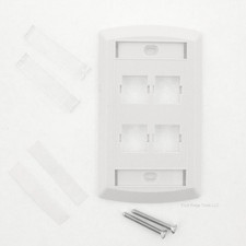 Suttle SE-STAR500S4-85 White 4-Port Data Networking Wallplate Cover w/ ID picture