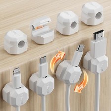 Rotatable Cable Clips,Spring Cord Organizer Desk Cable Management 8 Pack White picture