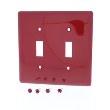 Hubbell RED UNBREAKABLE 2-Gang Toggle Switch Cover Wallplate Switchplate NP2R picture