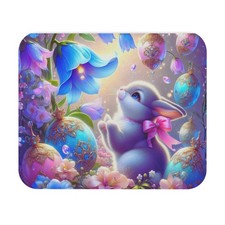 Colorful Easter Bunny Mouse Pad, Floral Spring Desk Accessory, Cute Office  picture