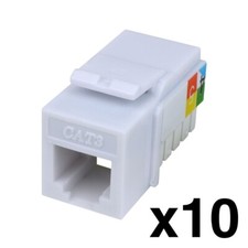Construct Pro Cat3 (RJ-11) 6P4C Keystone Phone Jack (10 Pack, White) picture