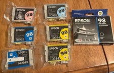 6 New Genuine Epson 98 High-capacity Ink T098120/82/84/85/86 ~ original seals picture