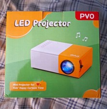 PVO LED Projector Desktop Mini Projector, LED Display, White/Orange picture