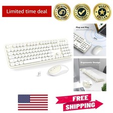 Stylish Wireless Keyboard and Mouse Set with Detachable Keycaps - White-Milky picture